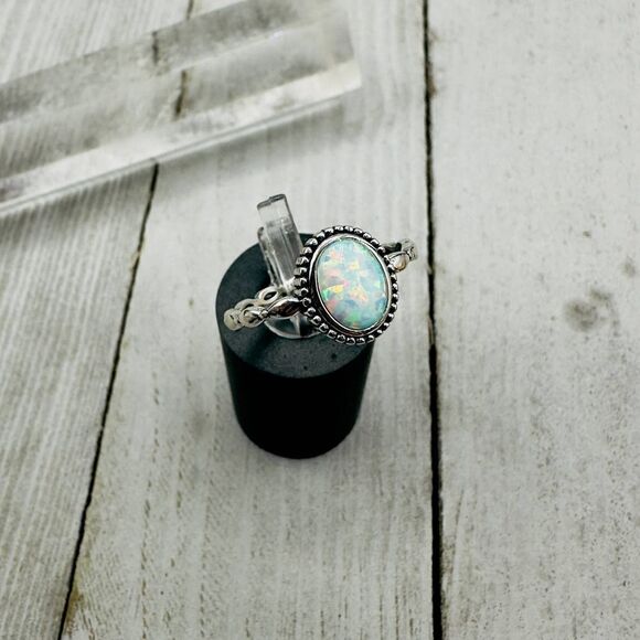 Lab Opal Sterling Silver Ring - Picture 1 of 7